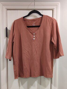 M Hemp/cotton short sleeve top Pure Jill 3/4 sleeve knit top terracotta